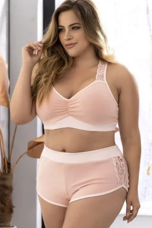 Plus Size Bralette and Short Pajama Set