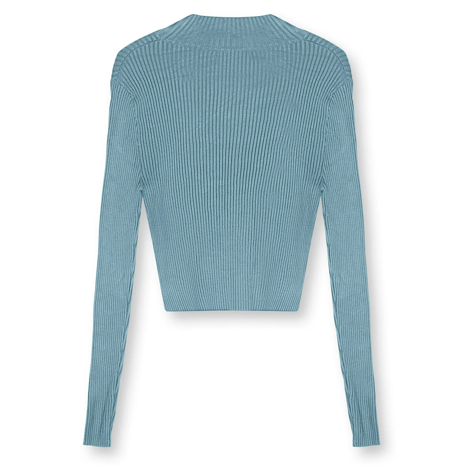 Point V-Neck Cropped Sweater in Blue