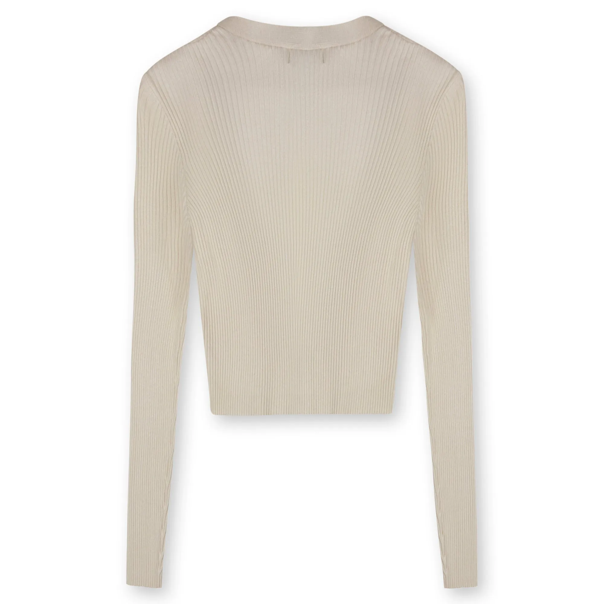 Point V-Neck Cropped Sweater in Cream