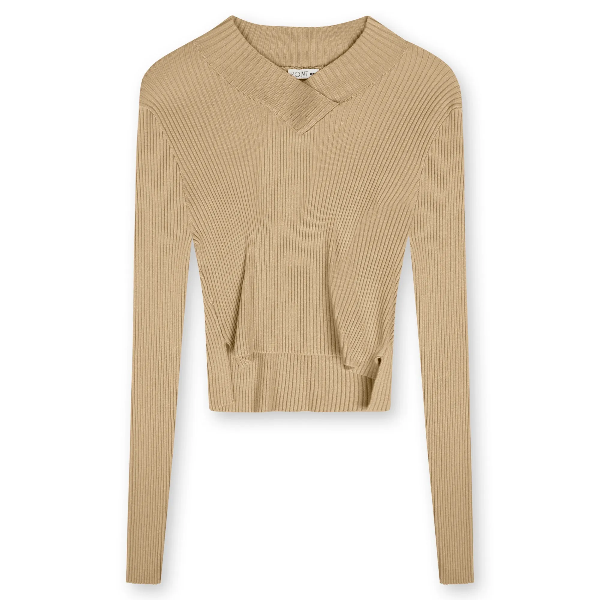 Point V-Neck Cropped Sweater in Ecru