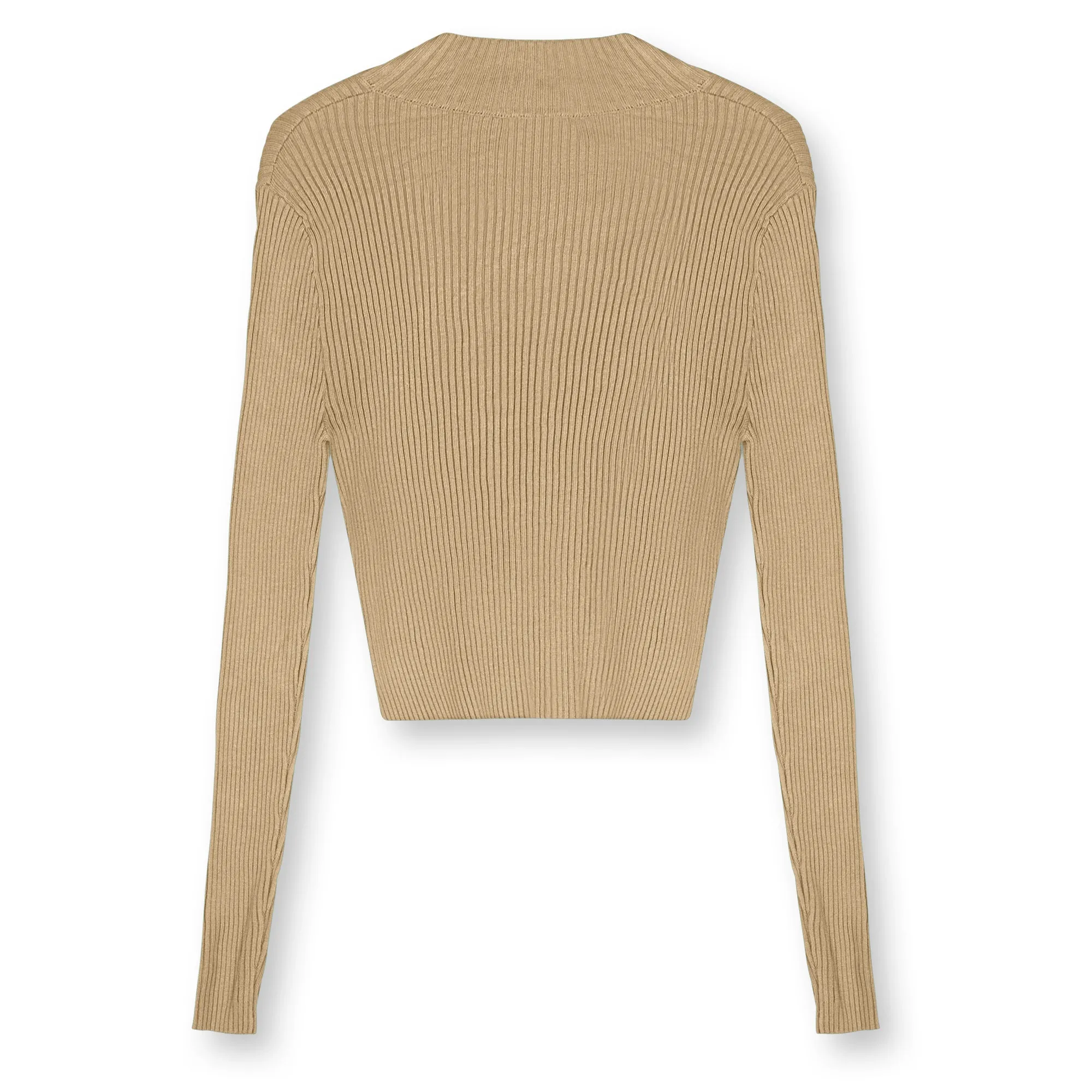 Point V-Neck Cropped Sweater in Ecru
