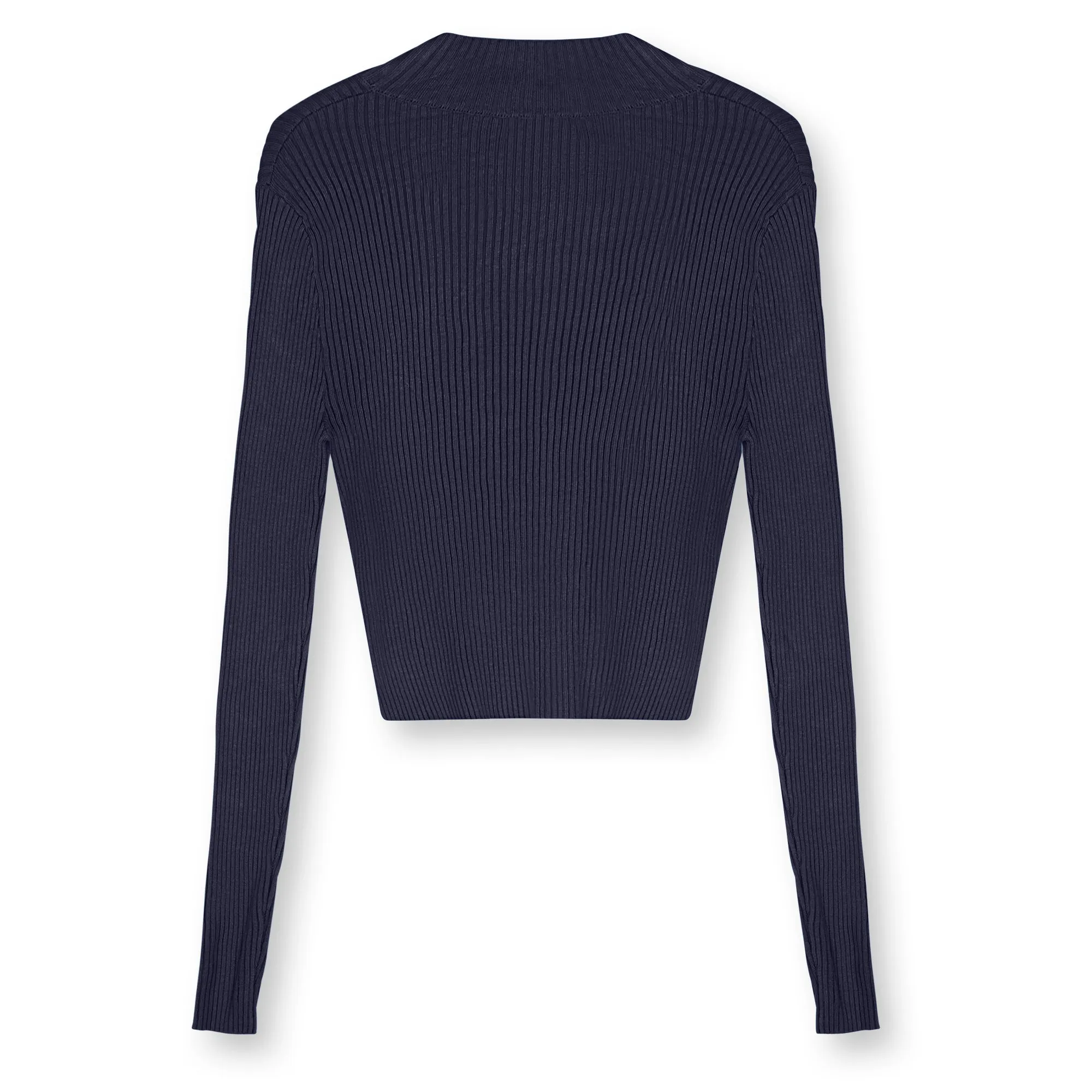 Point V-Neck Cropped Sweater in Navy