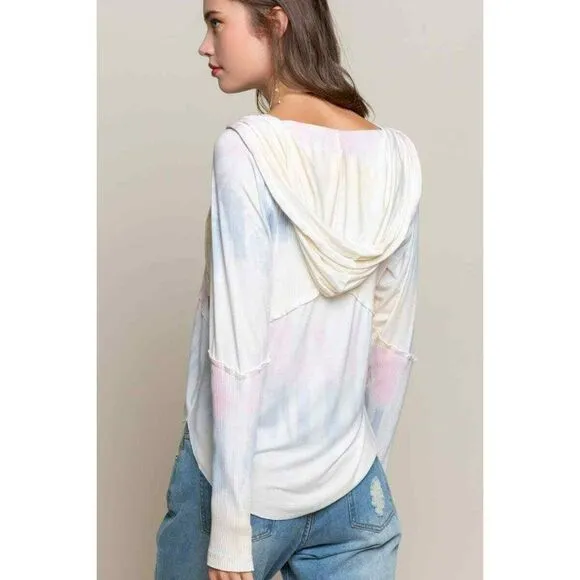 POL CLOTHING Cotton Candy Zip Up Hoodie Tie Dye Ribbed Ombre NWT BWT635