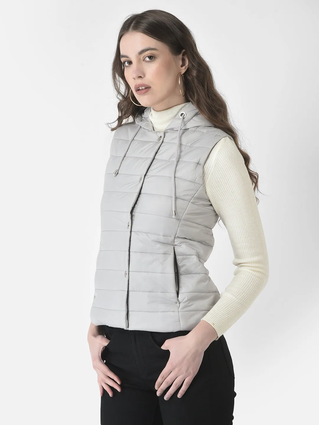 Polished Grey Hooded Gilet