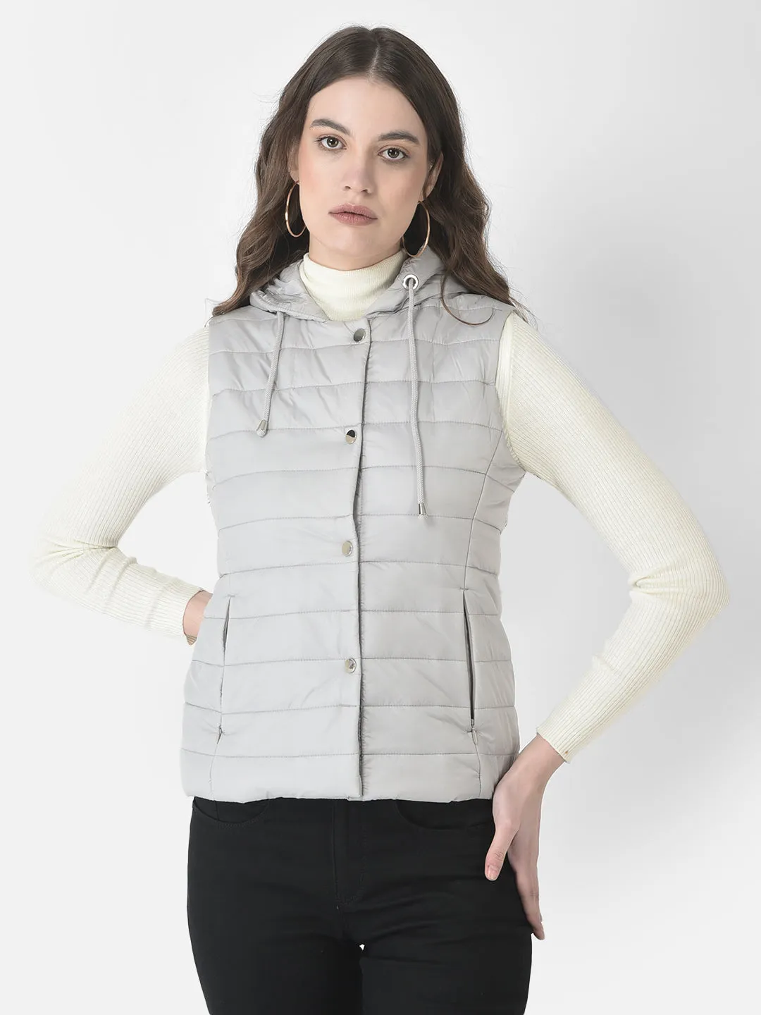 Polished Grey Hooded Gilet