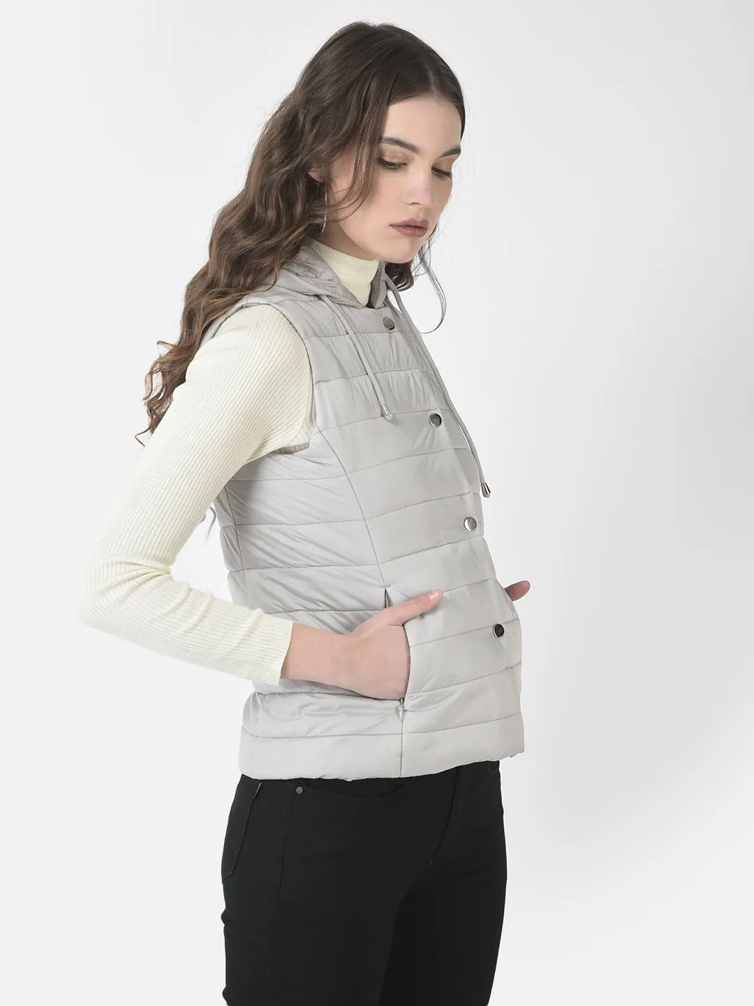Polished Grey Hooded Gilet