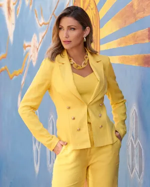 Polished Linen Blazer Lemon Drop