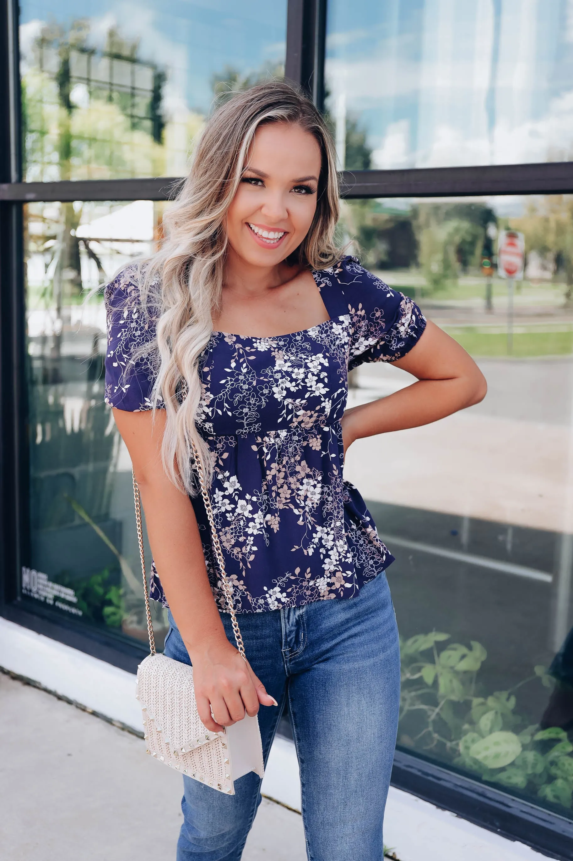 Porcelain Flower Babydoll Top