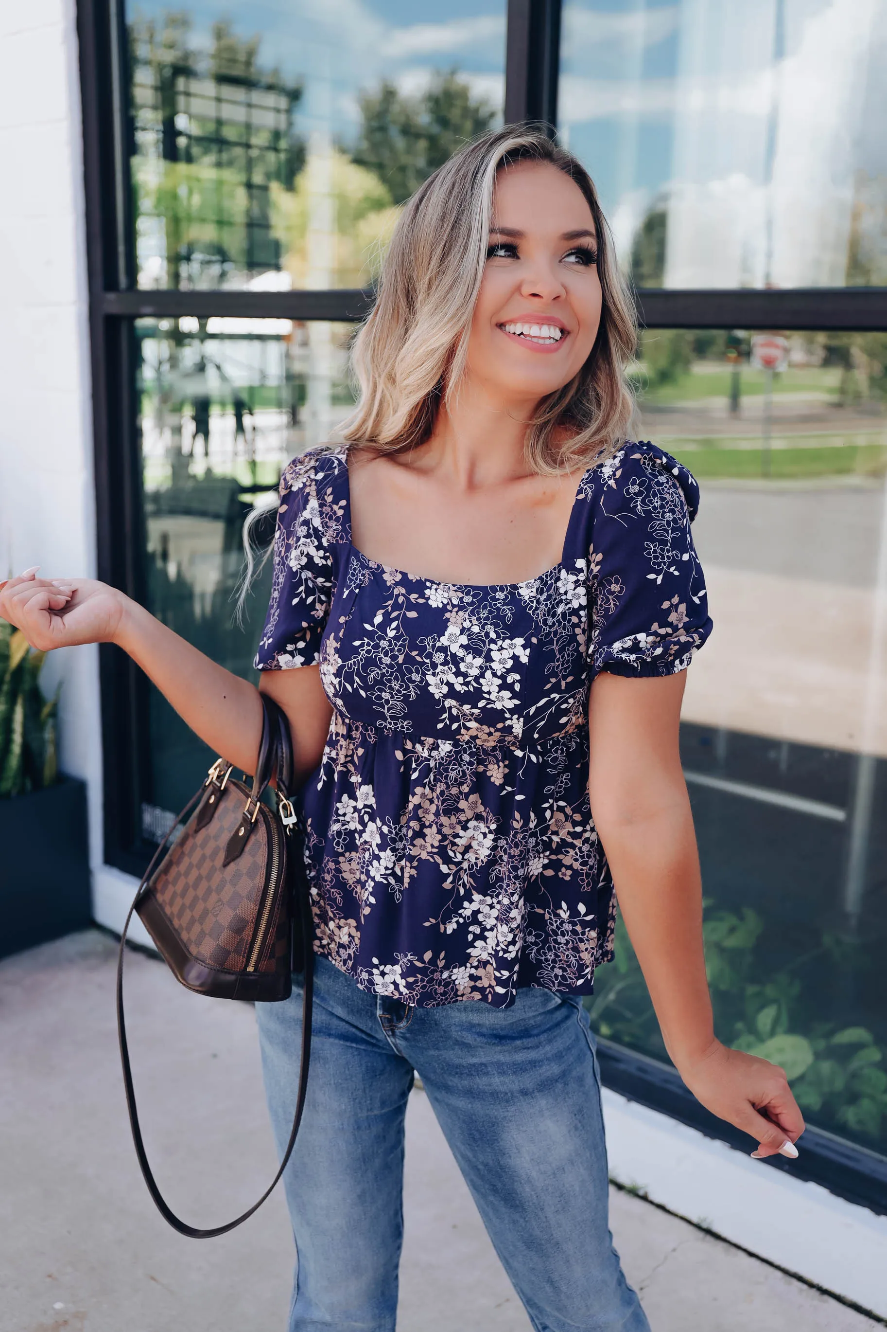 Porcelain Flower Babydoll Top
