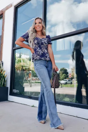 Porcelain Flower Babydoll Top