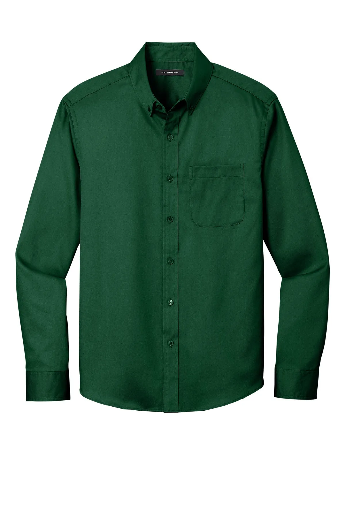 Port Authority Long Sleeve SuperPro React Twill Shirt. W808 Dark Green