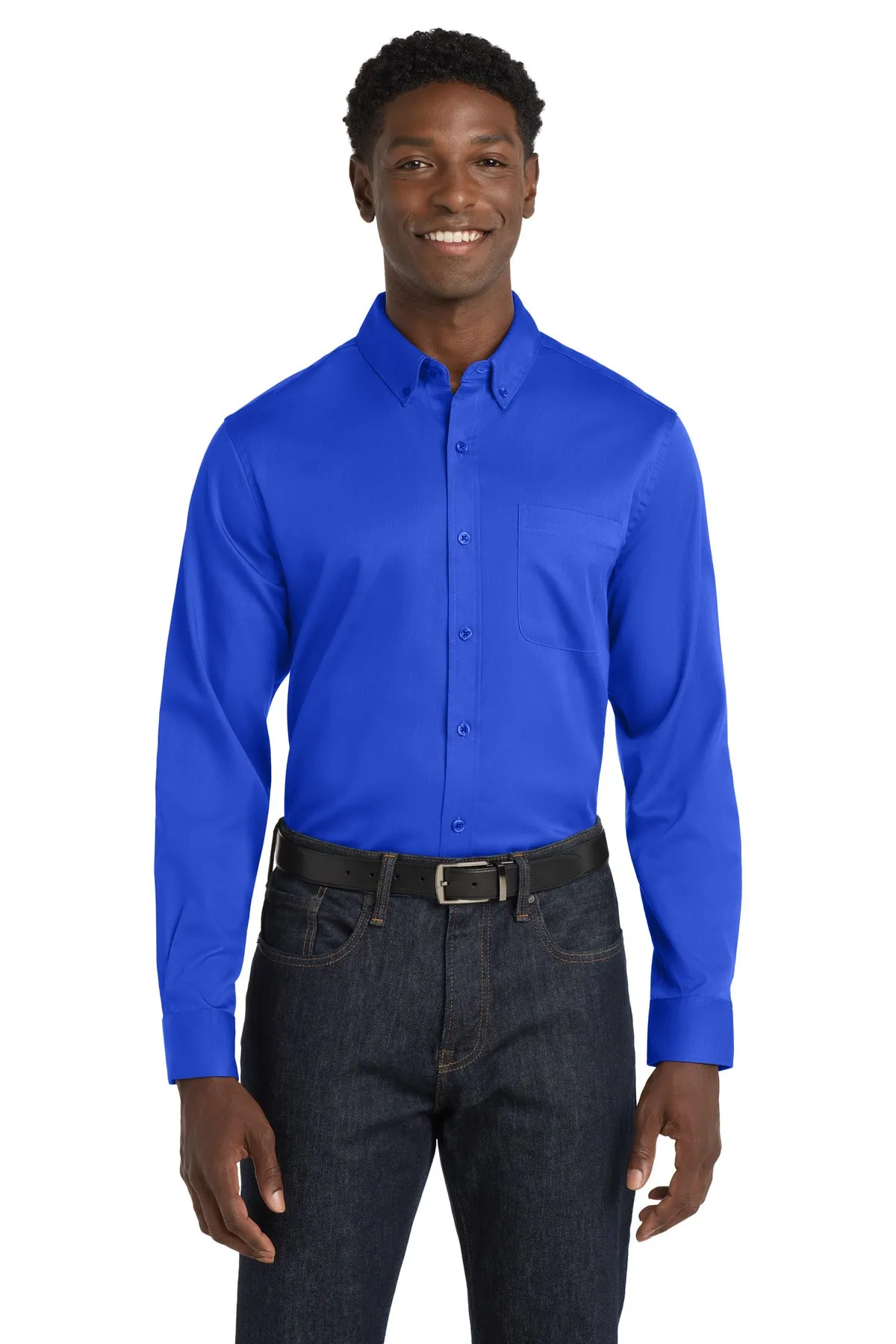 Port Authority Long Sleeve SuperPro React Twill Shirt. W808 True Royal