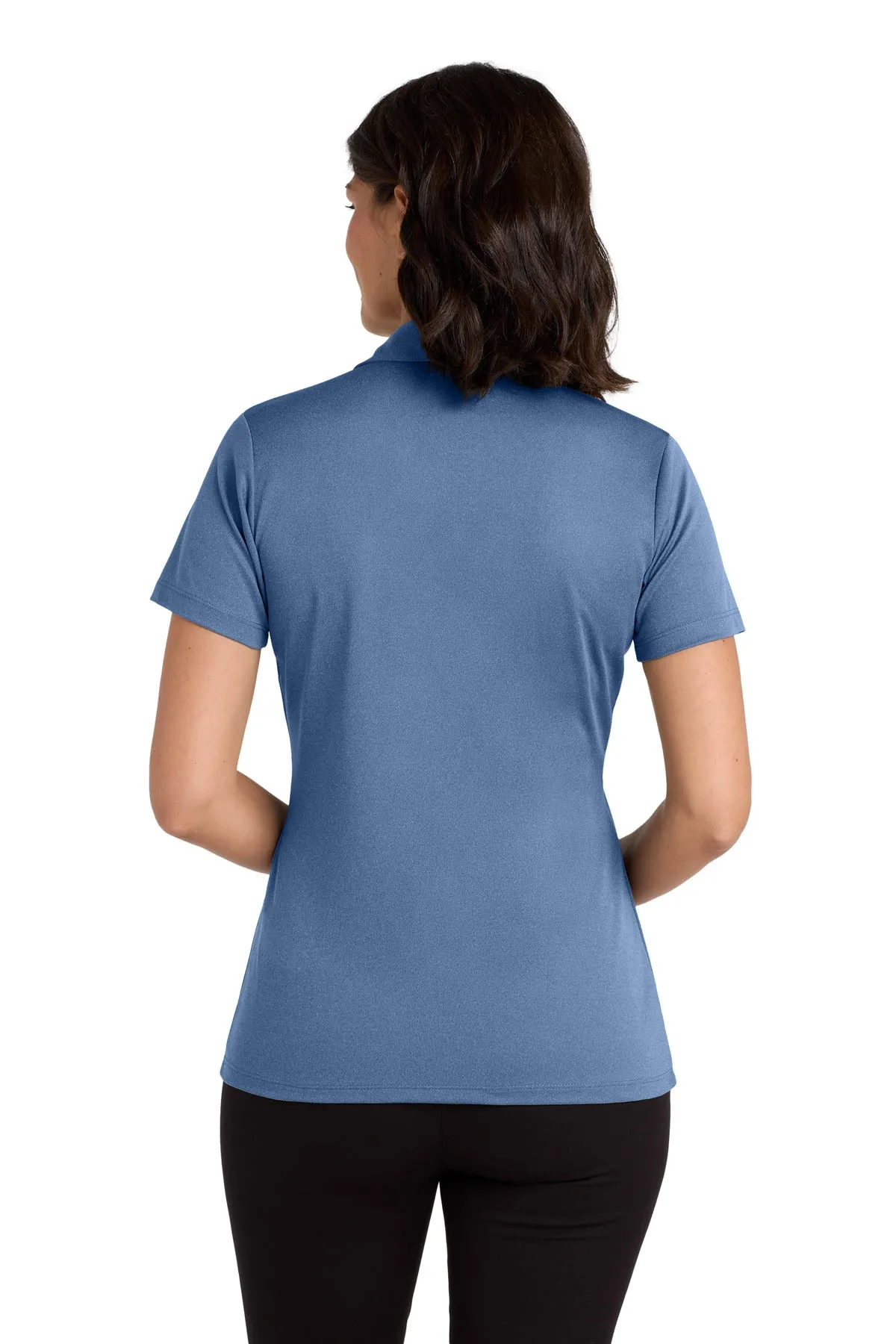 Port Authority  Women's Heathered Silk Touch  Performance Polo. LK542 Moonlight Blue Heather