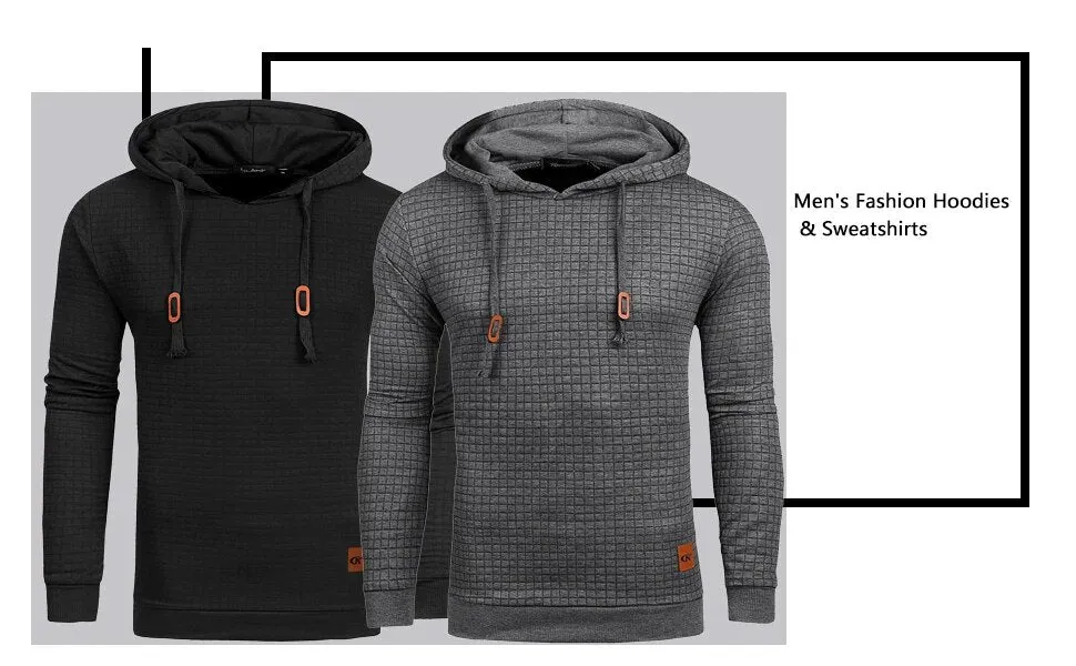 Premium Men’s Fleece Hoodies - Jacquard Pullover Sweatshirts for Men - High-Quality Male Hooded Sweatshirts