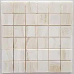 Premium White Onyx VEIN-CUT 2 X 2 Polished Mosaic Tile - SAMPLE