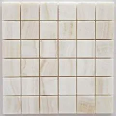 Premium White Onyx VEIN-CUT 2 X 2 Polished Mosaic Tile - SAMPLE