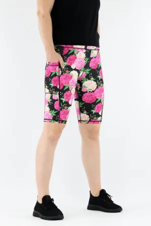 Pretty Peonies - Hybrid 1.0 - Leg Pockets - Long Shorts