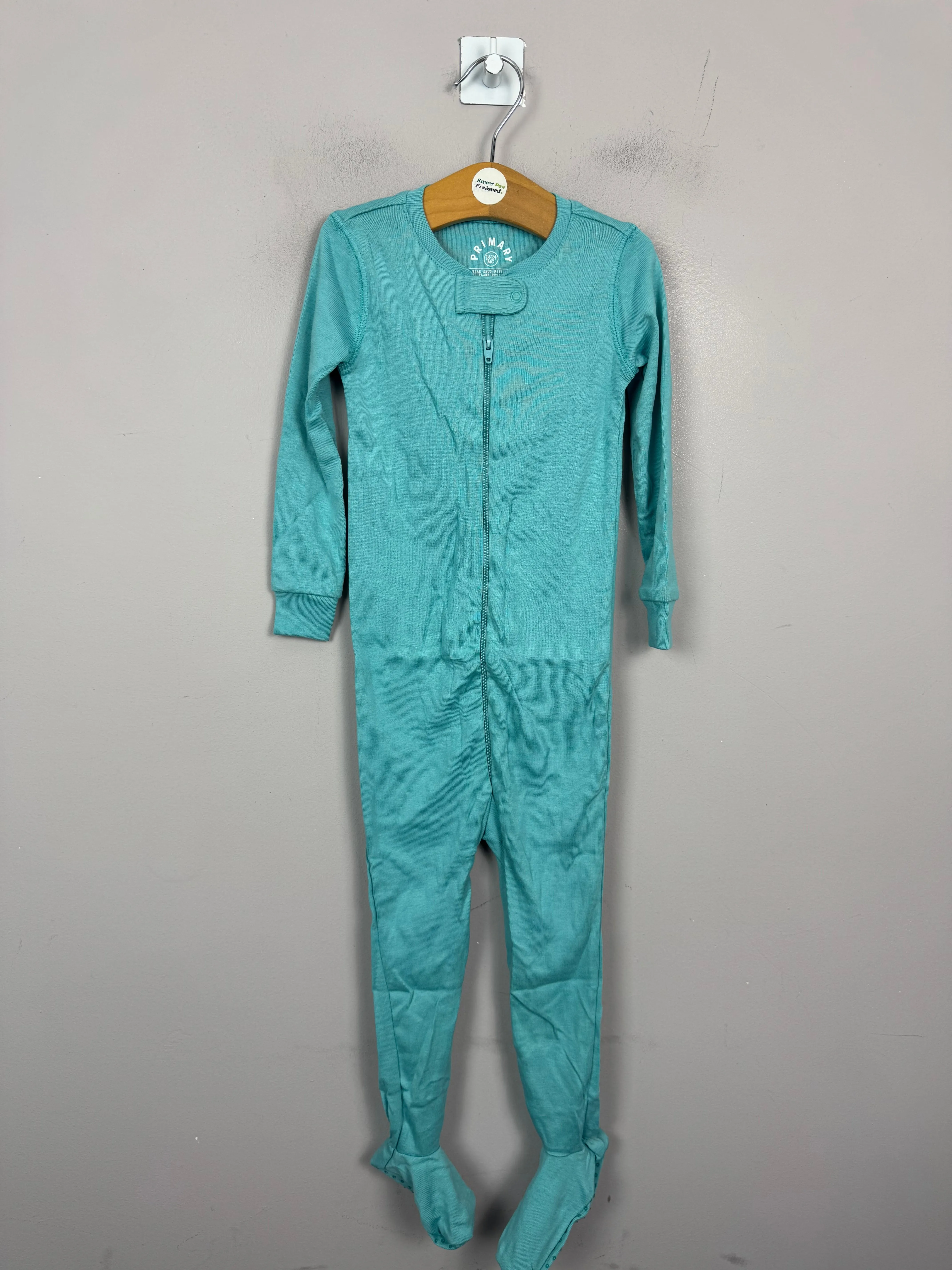 Primary Organic Sleepsuit - Plain dye, Azure (New) Ages NB to 18-24m