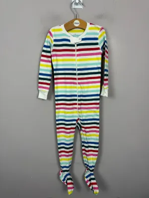 Primary Organic Sleepsuit - White/Multi Stripes (New)  12-18m