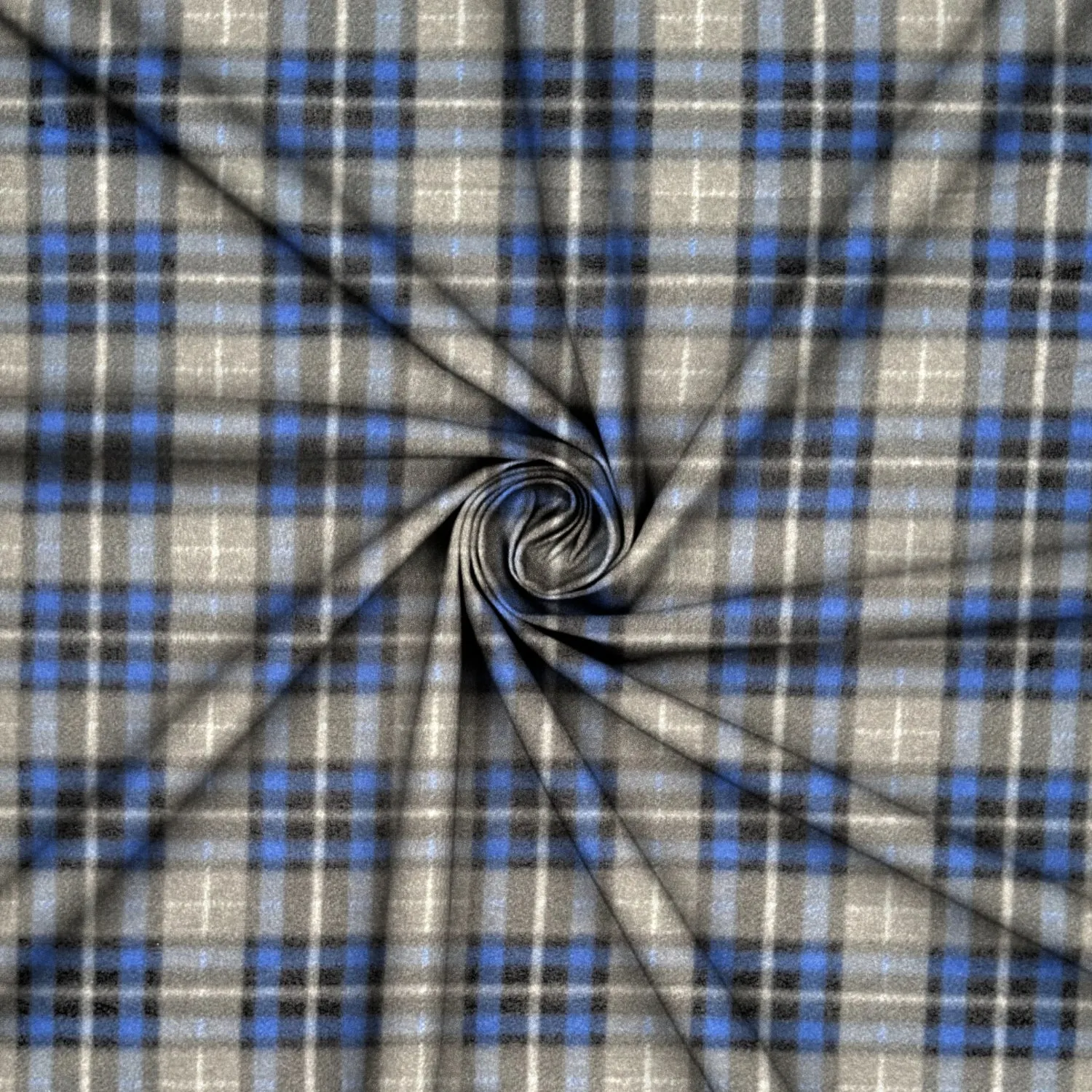 Printed Polar Fleece Check Navy & Taupe