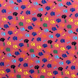 Printed Polar Fleece Paw Print Red