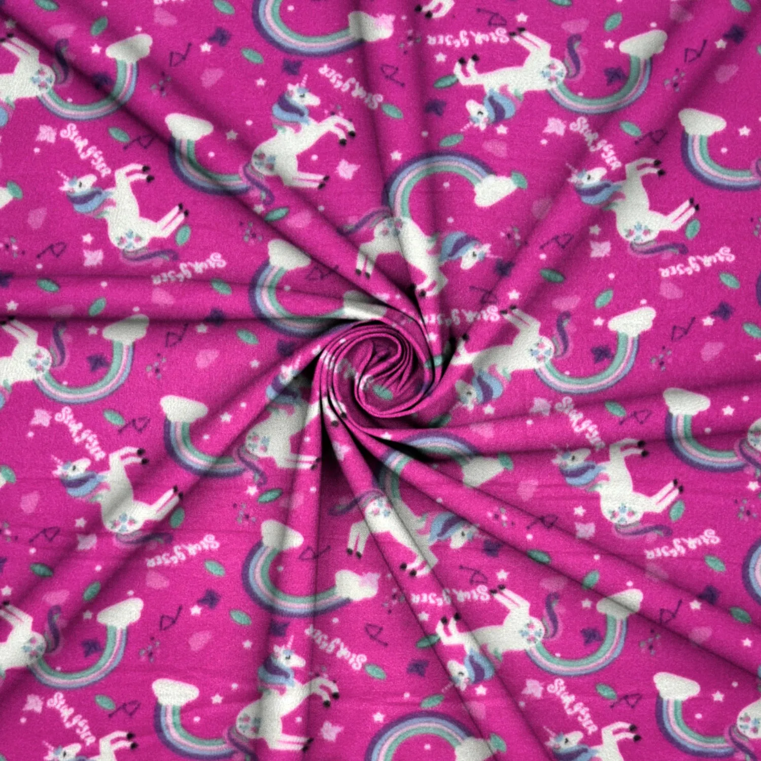 Printed Polar Fleece Unicorns Pink