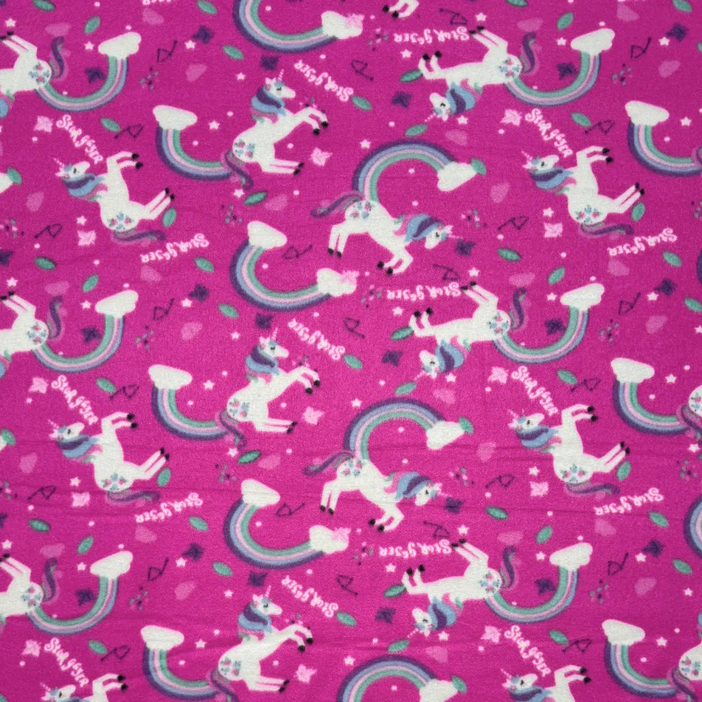 Printed Polar Fleece Unicorns Pink