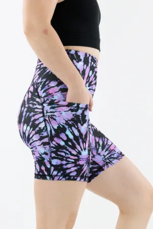 Purple Iridescent Tie Dye - Hybrid 2.0 - Leg Pockets - Mid Shorts