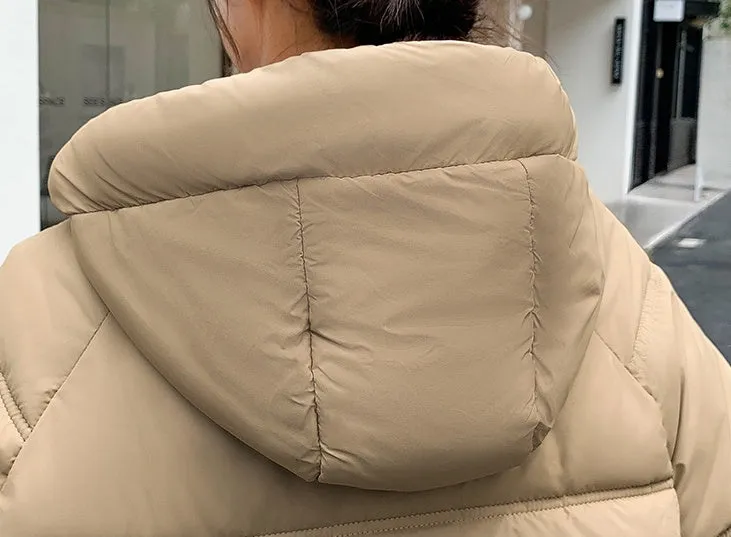 Quilted Thigh-Length Puffer Jacket for Women - Waterproof and Stain-Resistant