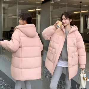 Quilted Thigh-Length Puffer Jacket for Women - Waterproof and Stain-Resistant