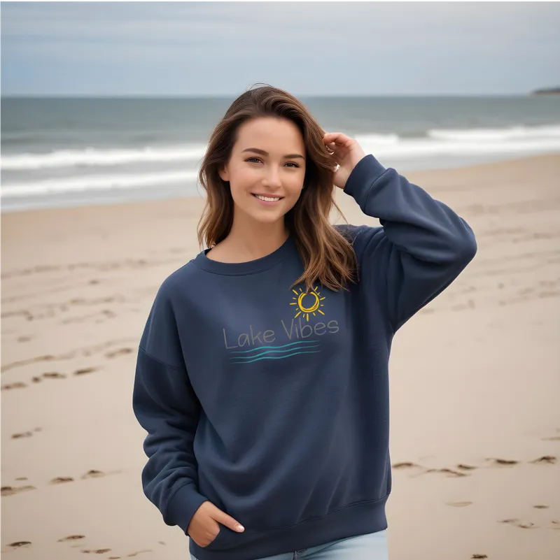 "Lake Vibes" Relaxed Fit Classic Crew Unisex Sweatshirt