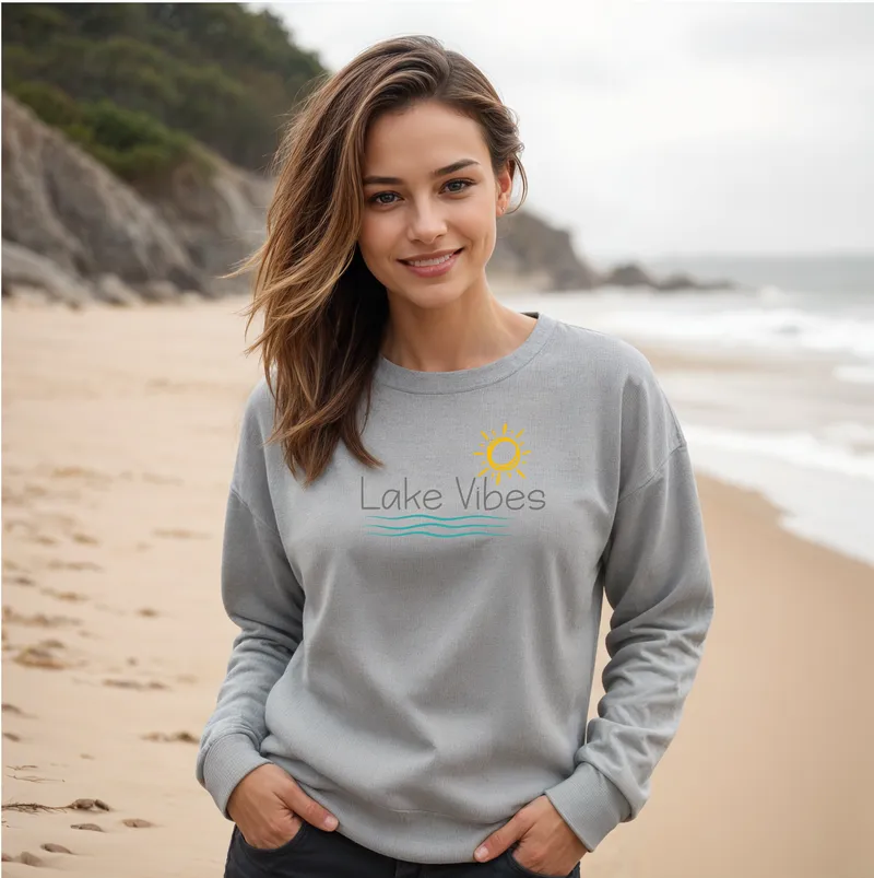 "Lake Vibes" Relaxed Fit Classic Crew Unisex Sweatshirt