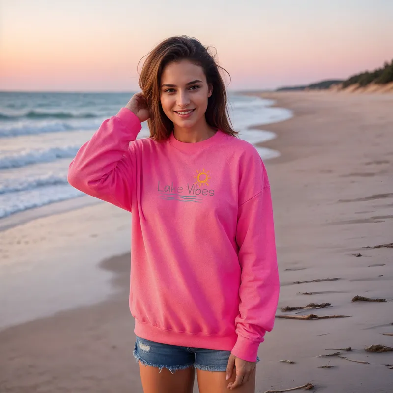 "Lake Vibes" Relaxed Fit Classic Crew Unisex Sweatshirt