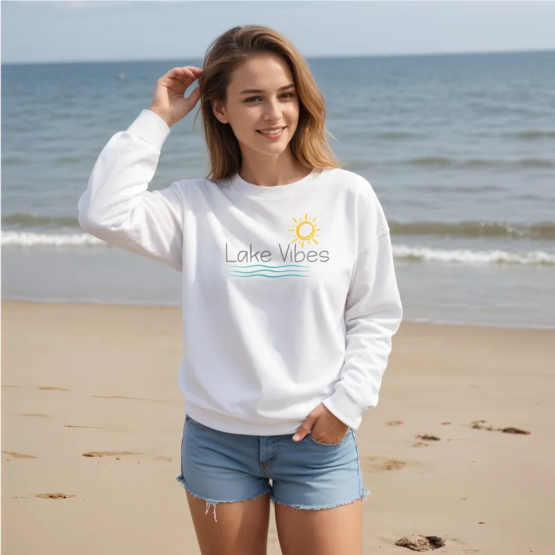 "Lake Vibes" Relaxed Fit Classic Crew Unisex Sweatshirt