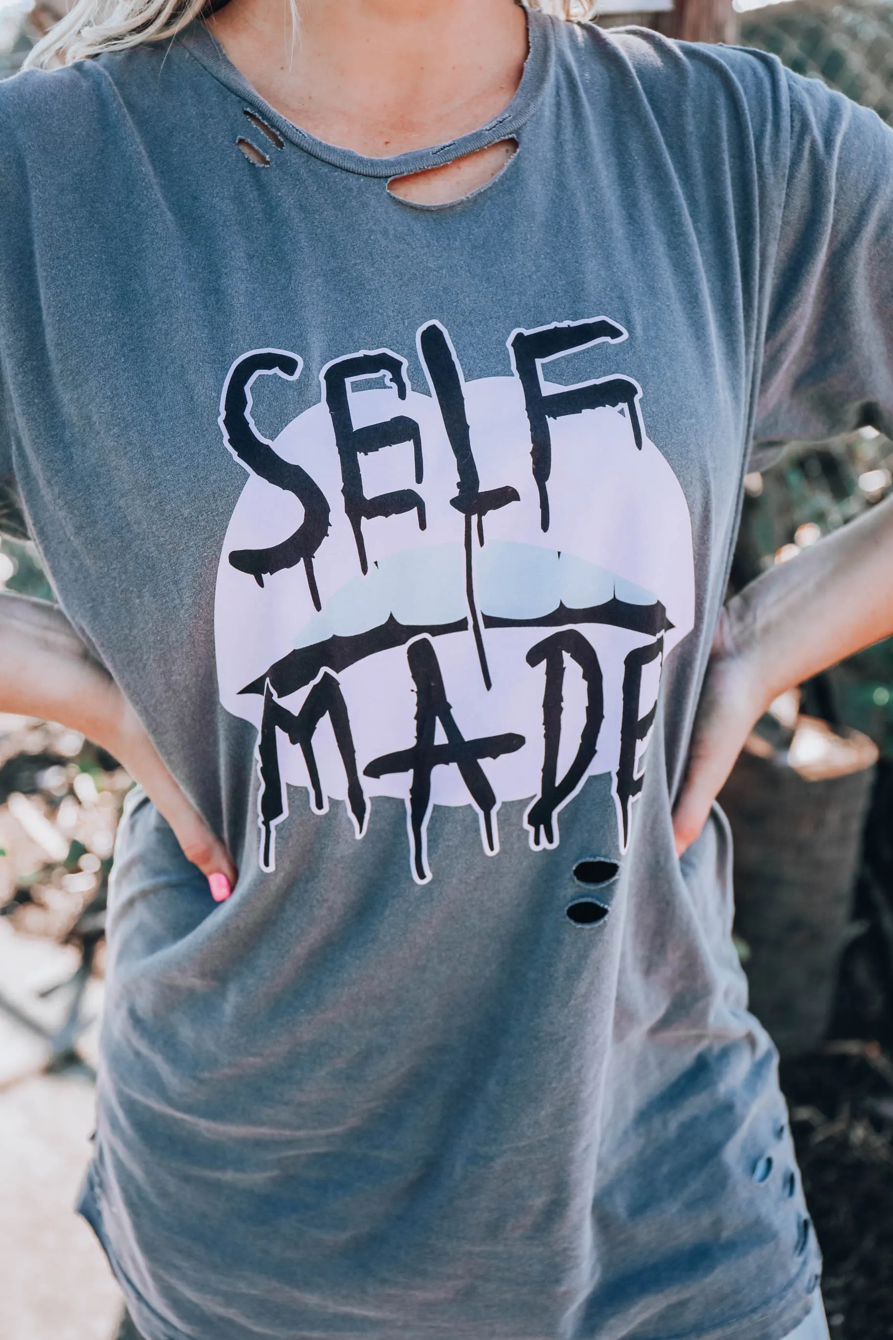 "Self Made" Dripping Lips Graphic Tee