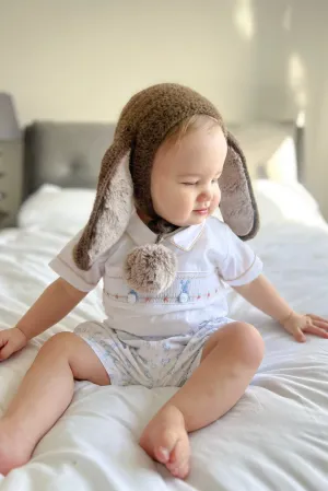 "Silas" Smocked Bunny Shirt & Shorts