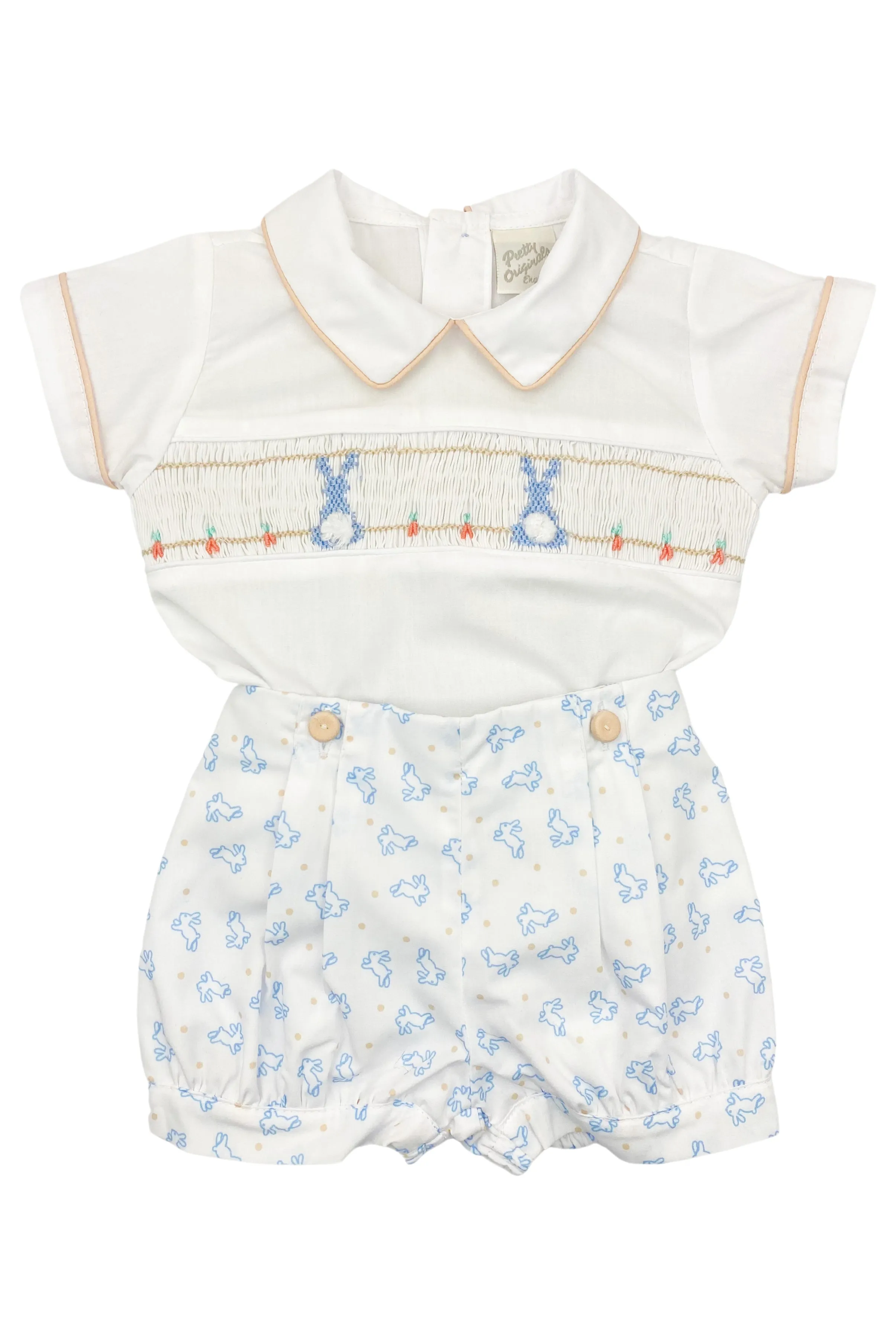 "Silas" Smocked Bunny Shirt & Shorts