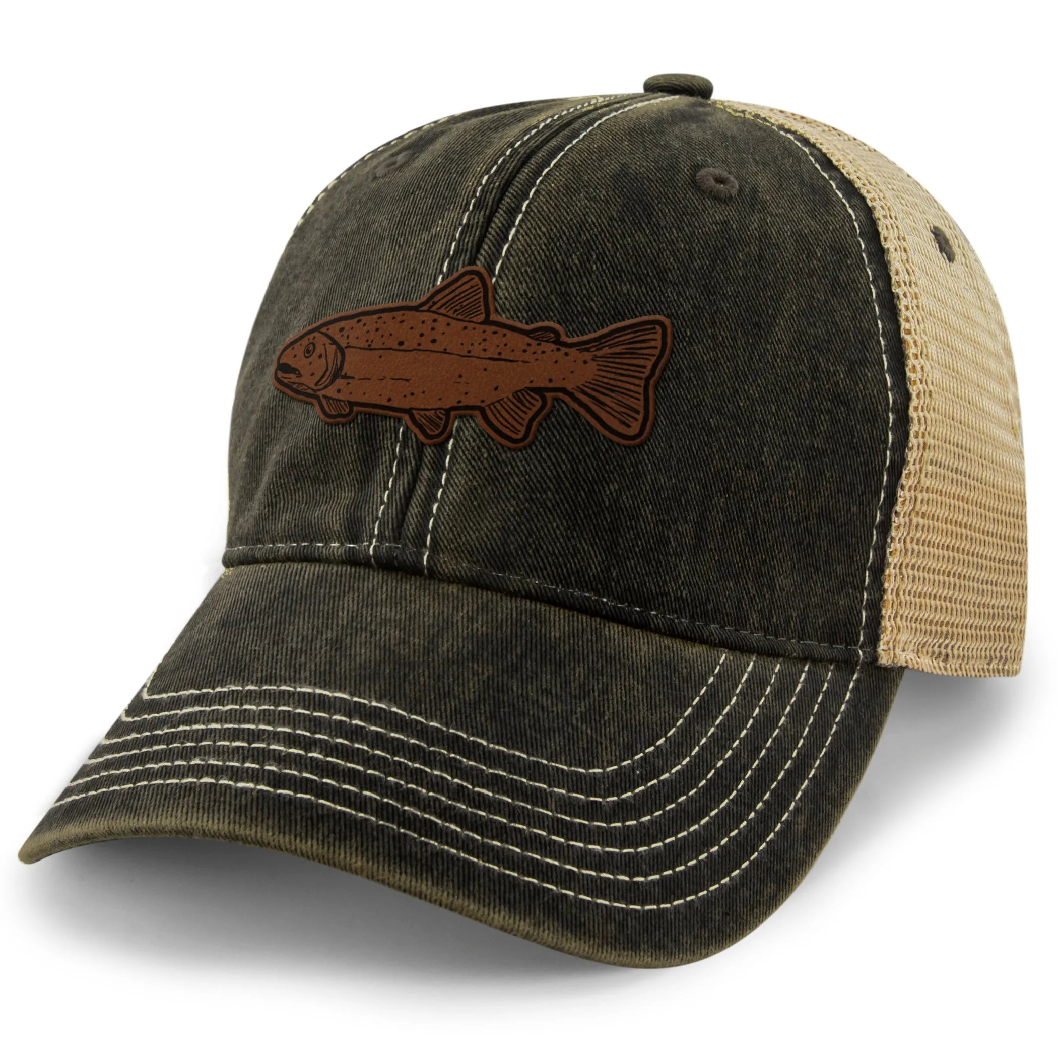 Rainbow Trout Leather Patch Dirty Water Trucker