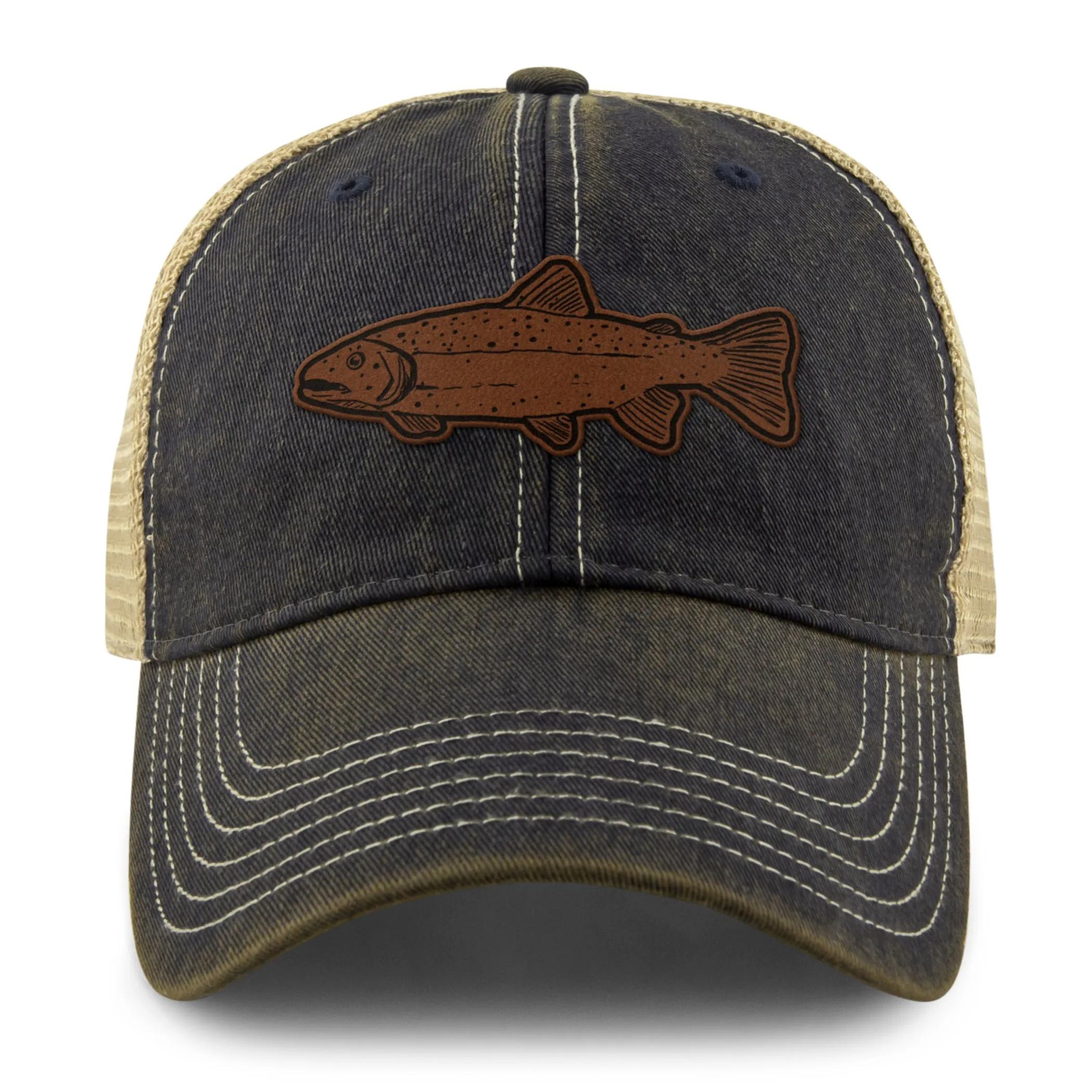 Rainbow Trout Leather Patch Dirty Water Trucker