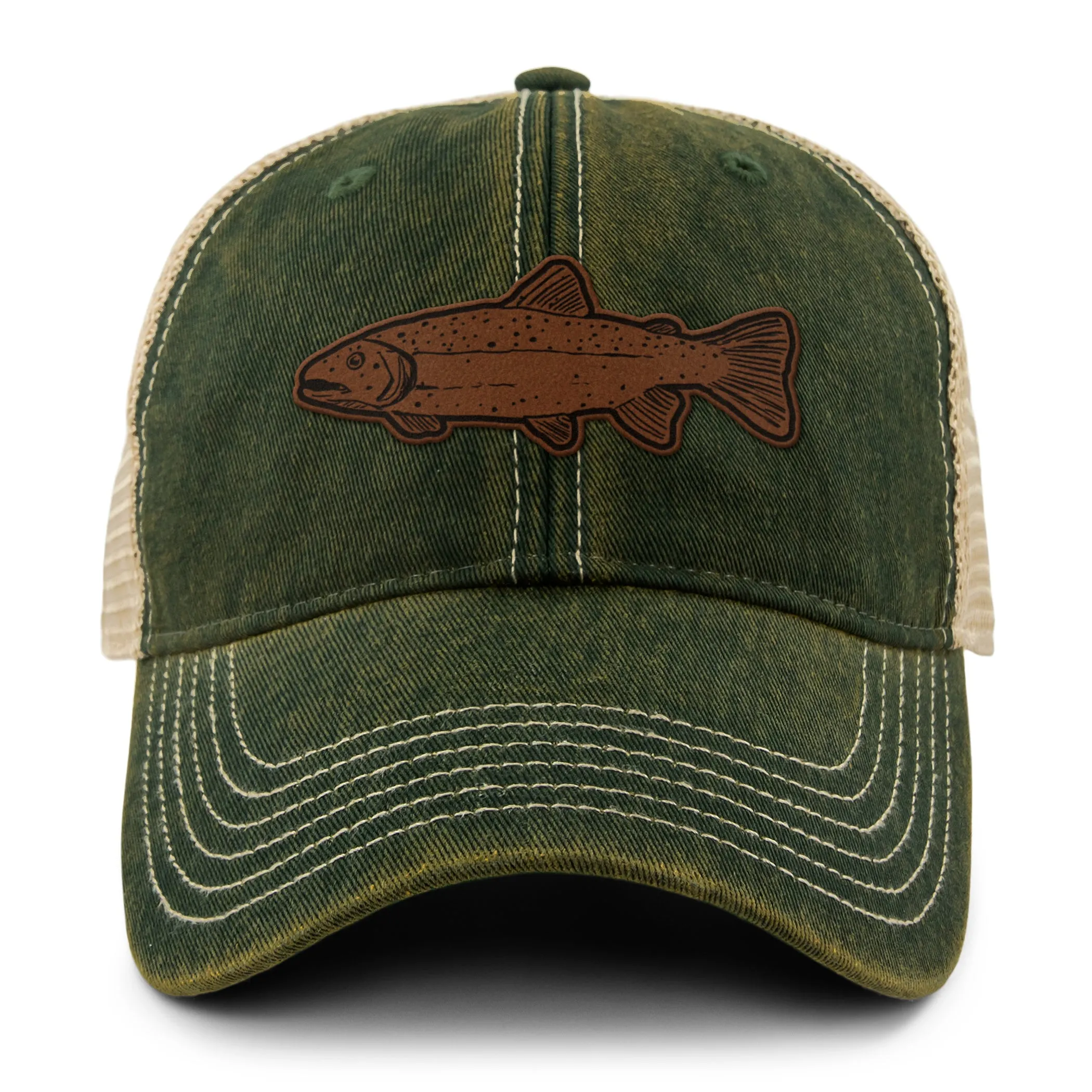 Rainbow Trout Leather Patch Dirty Water Trucker