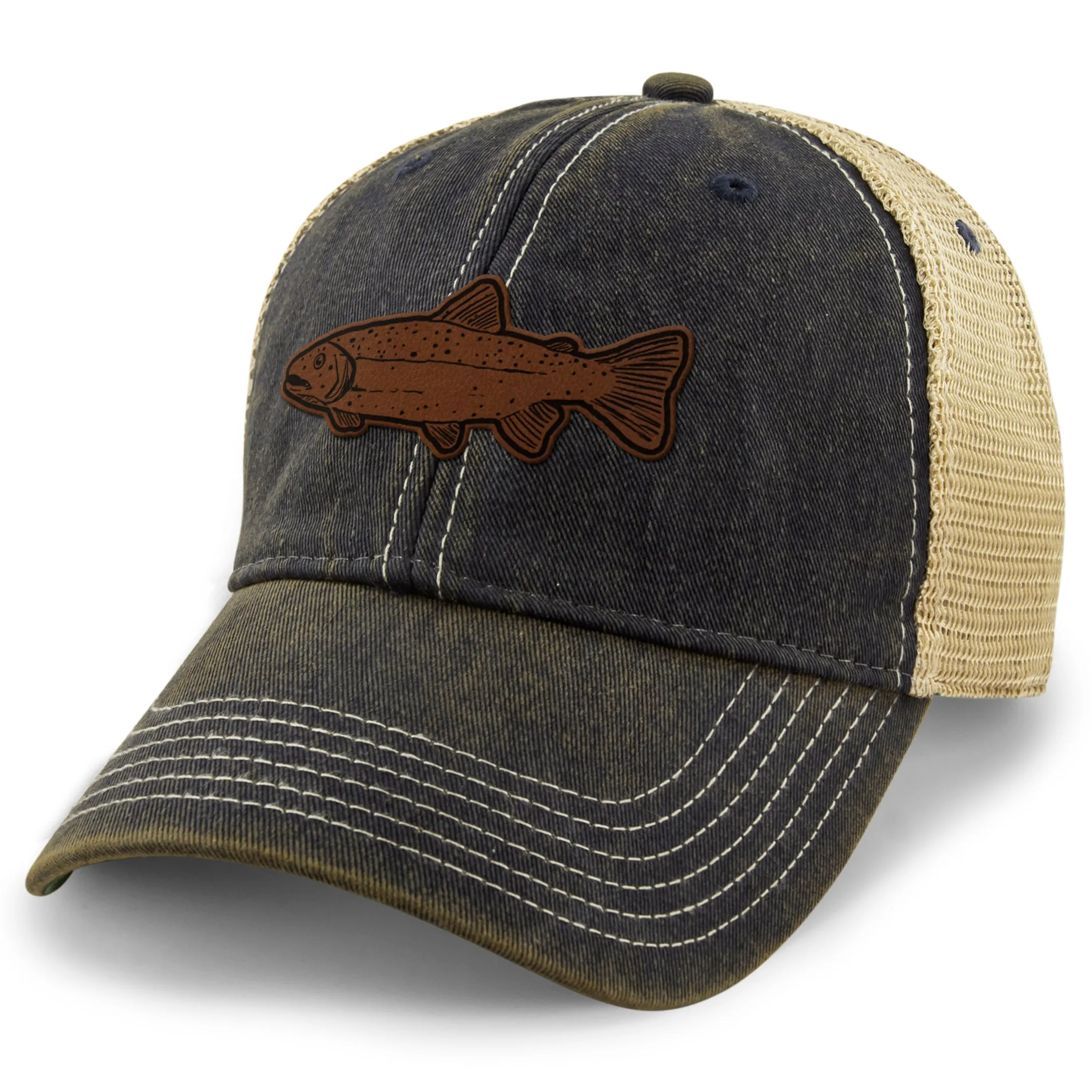 Rainbow Trout Leather Patch Dirty Water Trucker