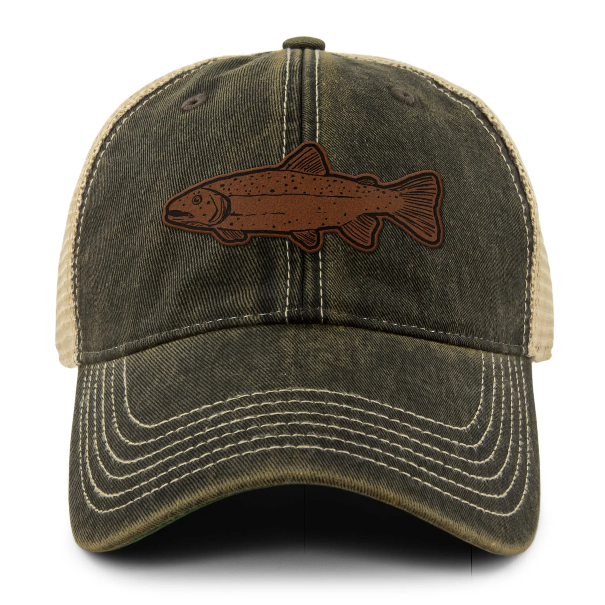 Rainbow Trout Leather Patch Dirty Water Trucker