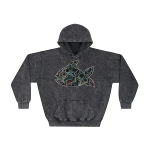 Raw Sushi "fish scale" Mineral Wash Hoodie blk