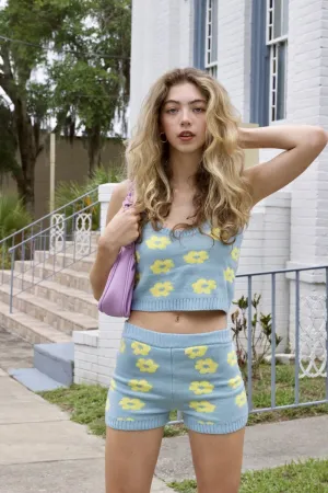 RAY KNIT FLOWER SET - BLUE AND YELLOW