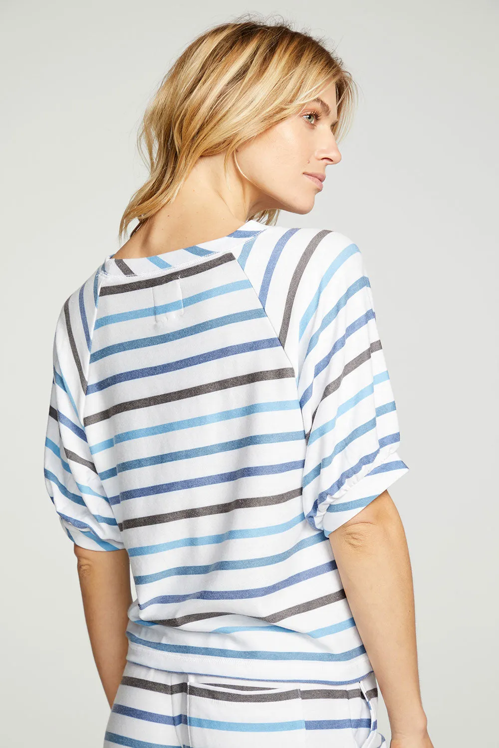 Recycled Cozy Knit Blouson Short Sleeve Raglan Pullover