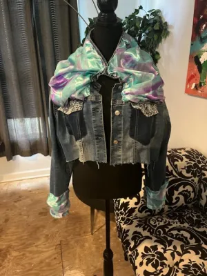 Recycled Jean Jacket, size L # 157
