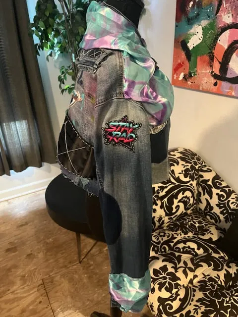 Recycled Jean Jacket, size L # 157