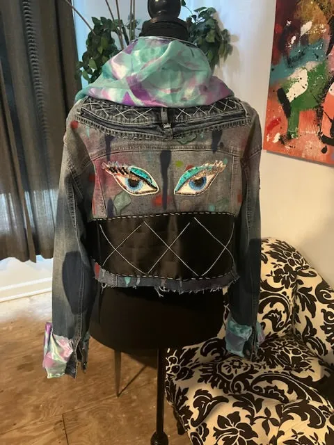 Recycled Jean Jacket, size L # 157