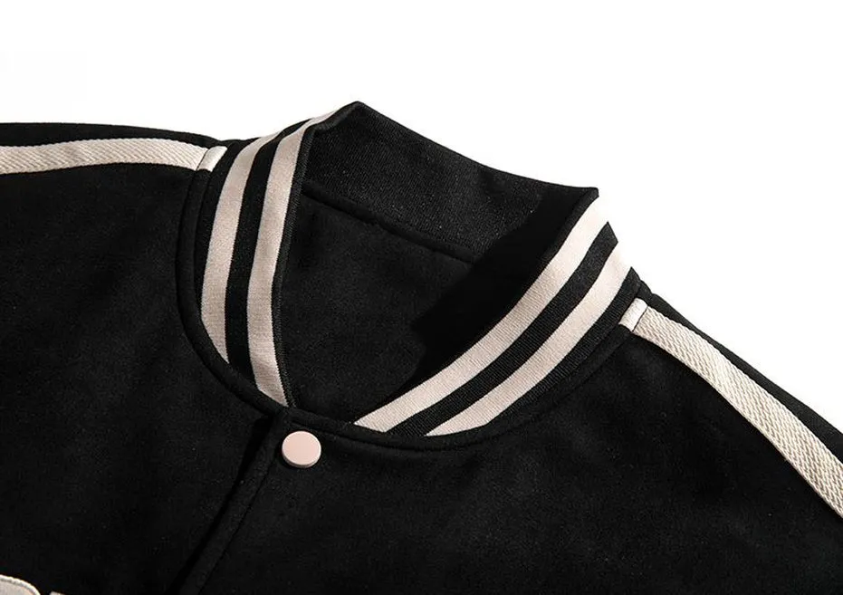 Relaxed-Fit Button-Up Men's Varsity Jacket Featuring Contrast Trim