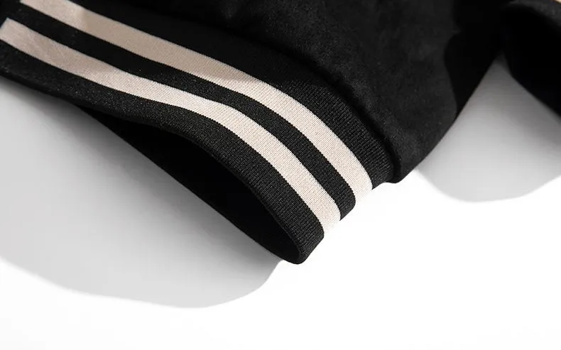 Relaxed-Fit Button-Up Men's Varsity Jacket Featuring Contrast Trim